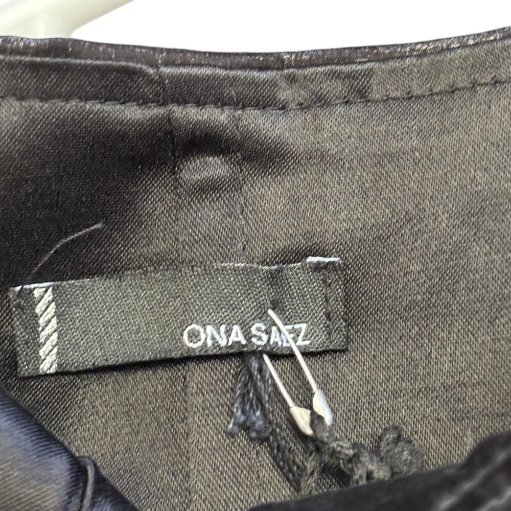 NWT Ona Saez Cocktail Dress Size 2 to 4 See Measurements Black Sheen LBD - Picture 5 of 6